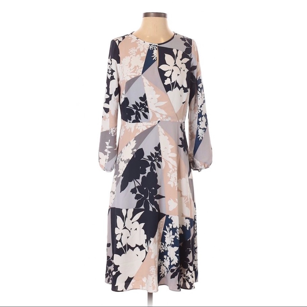 Ann Taylor Long Sleeve Floral Midi Dress - 6
